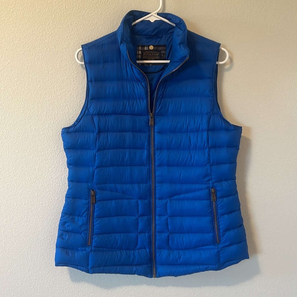 Pendleton Puffer Duck Down Vest Women’s Medium Blue Zip Puffy Quilted Vest